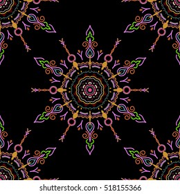Exquisite floral baroque sketch. Vector damask seamless pattern element in yellow and pink colors. Classical luxury old fashioned damask ornament, royal victorian seamless texture for textile, fabric.