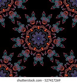 Exquisite floral baroque sketch. Vector damask seamless pattern element in pink and blue colors. Classical luxury old fashioned damask ornament, royal victorian pattern for fabric, textile, wrapping.