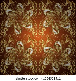 Exquisite floral baroque template. Vector damask seamless pattern background. Seamless texture. Pictures in beige and brown colors. Classical luxury old fashioned damask ornament, royal victorian.
