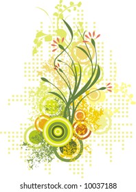 Exquisite floral design with a bunch of flowers and grunge details, vector illustration series.