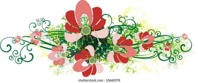 Exquisite floral design with a bunch of flowers and ornamental details, vector illustration series.