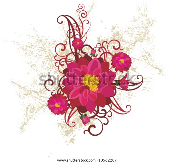 Exquisite Floral Design Bunch Flowers Ornamental Stock Vector (Royalty ...