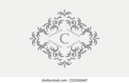 Exquisite floral logo with calligraphic letter C. Business sign, monogram identity for restaurant, boutique, hotel, heraldic, jewelry.