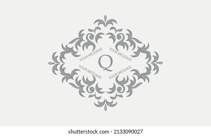 Exquisite floral logo with calligraphic letter Q. Business sign, monogram identity for restaurant, boutique, hotel, heraldic, jewelry.