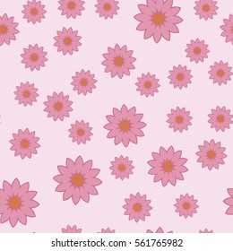 Exquisite floral ornament with random flowers. For fabric, wrapping paper, wallpaper, design and interior. Vector background.