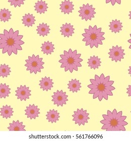 Exquisite floral ornament with random flowers. For fabric, wrapping paper, wallpaper, design and interior. Vector background.