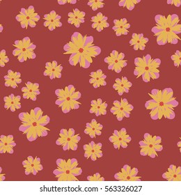Exquisite floral ornament with random flowers. For fabric, wrapping paper, wallpaper, design and interior. Vector background