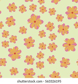 Exquisite floral ornament with random flowers. For fabric, wrapping paper, wallpaper, design and interior. Vector background