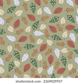 Exquisite floral seamless surface pattern. Aesthetic arrangement of bunch of leaves. Allover dainty multicolor foliate arrangement. Dainty foliage repeating textured background.