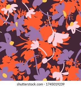 Exquisite Gartenblumen in Blüte. Handgezeichnete Tulpenköpfe. Helles, nahtloses Muster. Vintage botanische grafische Illustration. Textil- und Stoffverbrauch, Mode-Design.