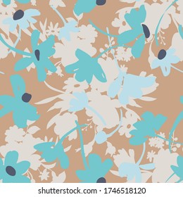 Exquisite garden flowers in bloom. Hand drawn bunch of tulip heads. Bright floral seamless pattern. Vintage botanical graphic illustration. Textile and fabric usage, fashion design.