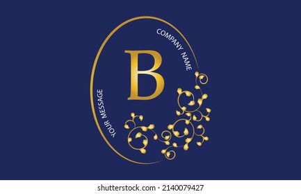 Exquisito monograma de oro, logotipo, invitación, tarjeta de saludo, signo comercial o cualquier idea deseada sobre un fondo oscuro con la letra B en el centro.