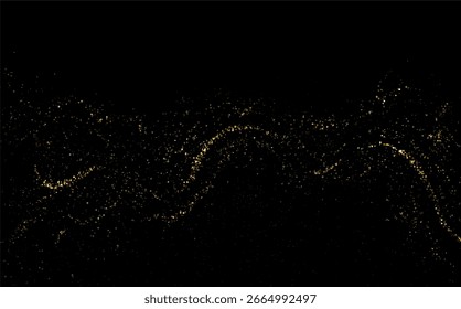 Exquisito patrón ondulado de oro de Pequeño oropel sobre fondo negro