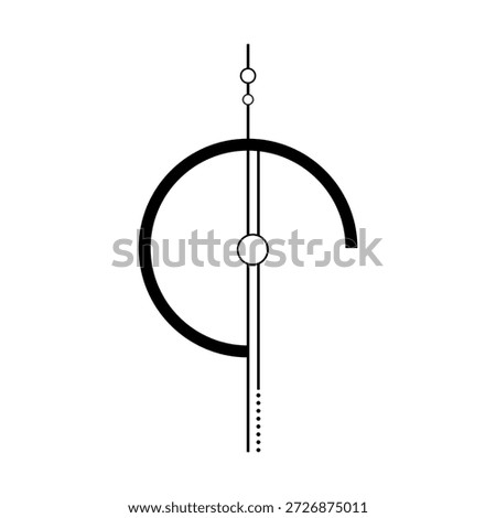 Exquisite image of lines with dots and circles. Aesthetic icon 