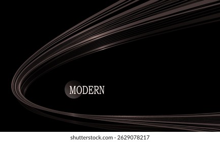 Exquisite isolated copper arc with shine, abstract frame on black background