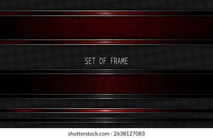 Exquisite isolated set of red textured frames with border
