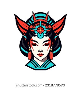 Exquisite Japanese geisha girl illustration with hand-drawn details for captivating logo designs that evoke elegance and grace
