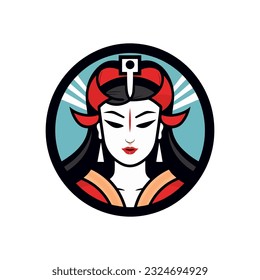 Exquisite Japanese geisha girl illustration with hand-drawn details for captivating logo designs that evoke elegance and grace