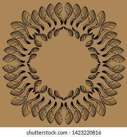 Exquisite lace ornament in a round. Circular pattern of maple porch.