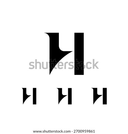 Exquisite letter H, decorative posh font, vector illustration 10EPS