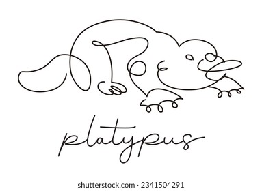 Exquisite Line Art of a Platypus, Crafted with Simple yet Captivating Lines. Vector Illustration.