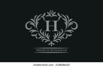 Exquisite logo design with letter H. Sign template for restaurant, royalty, boutique, cafe, hotel, heraldic, jewelry, fashion.