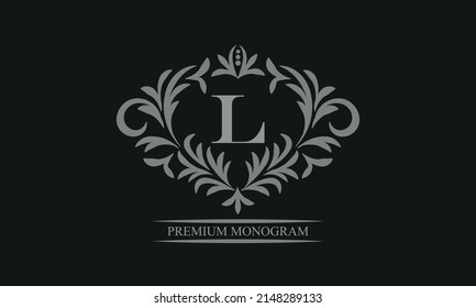 Exquisite logo design with letter L. Sign template for restaurant, royalty, boutique, cafe, hotel, heraldic, jewelry, fashion.