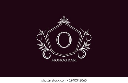 Exquisite logo with elegant letter O. Design of a stylish monogram, business sign, symbol, heraldry