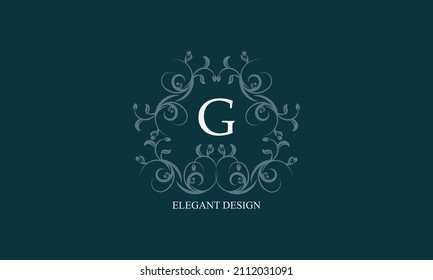 Exquisite logo with initials G. Exclusive monogram for restaurants, clubs, boutiques, cafes, hotel cards. Business style and brand of the company.