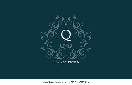 Exquisite logo with initials Q. Exclusive monogram for restaurants, clubs, boutiques, cafes, hotel cards. Business style and brand of the company.