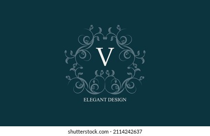 Exquisite logo with initials V. Exclusive monogram for restaurants, clubs, boutiques, cafes, hotel cards. Business style and brand of the company.