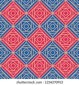 Exquisite, luxurious, rich vintage seamless pattern, ornament. Rich gold, red, blue mozaic, tile.