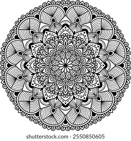 Exquisite mandala with floral elements, vector illustration.