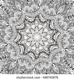 Exquisite mandala pattern design in black and white. Decorative elements