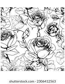 Exquisito patrón monocromo floral sin soldadura de eslabón blanco y negro Ilustración para diseños versátiles