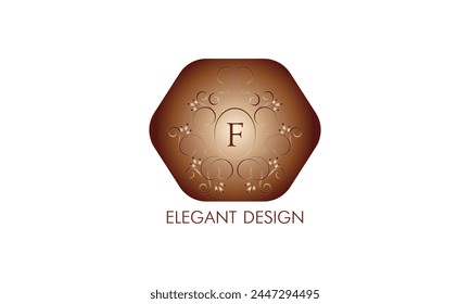 Exquisite monogram design with the initial F. Emblem logo restaurant, boutique, jewelry, business.