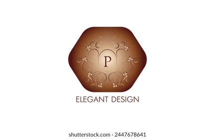 Exquisite monogram design with the initial P. Emblem logo restaurant, boutique, jewelry, business.