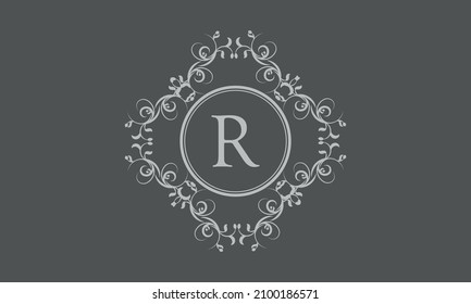 Exquisite monogram design with the letter R. Exclusive logo on a dark background for the symbol of business, restaurant, boutique, hotel, jewelry, invitations, menus, labels, fashion.