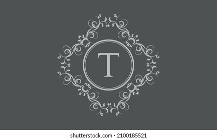 Exquisite monogram design with the letter T. Exclusive logo on a dark background for the symbol of business, restaurant, boutique, hotel, jewelry, invitations, menus, labels, fashion.