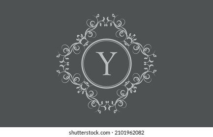 Exquisite Monogramm-Design mit dem Buchstaben Y. Exklusives Logo auf dunklem Hintergrund für das Symbol der Wirtschaft, Restaurant, Boutique, Hotel, Schmuck, Einladungen, Menüs, Etiketten, Mode.