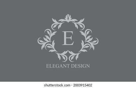 Exquisite monogram. Elegant emblem. Logo design with the letter E. Graceful business sign template, identity for restaurant, royalty, boutique, cafe, hotel, heraldic, jewelry, fashion.