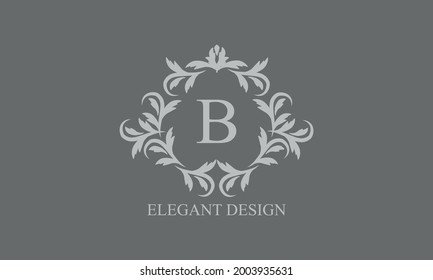 Exquisite monogram. Elegant emblem. Logo design with the letter B. Graceful business sign template, identity for restaurant, royalty, boutique, cafe, hotel, heraldic, jewelry, fashion.