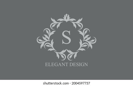 Exquisite monogram. Elegant emblem. Logo design with the letter S. Graceful business sign template, identity for restaurant, royalty, boutique, cafe, hotel, heraldic, jewelry, fashion.