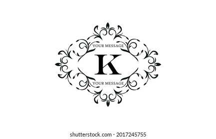 Exquisite Monogramm für Einladungskarten mit dem Buchstaben K. Grafisches Design der Seite, Boutique, Café, Hotel, Business.