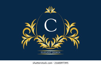 Exquisite Monogramm mit dem Buchstaben C in der Mitte. Luxus Logo Vorlage. Geschäftszeichen, Identitätsmonogramm für Restaurant, Boutique, Heraldry, Schmuck
