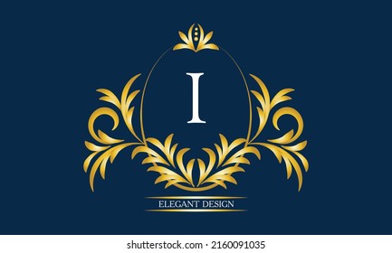 Exquisite monogram with the letter I in the center. Luxury logo template. Business sign, identity monogram for restaurant, boutique, heraldry, jewelry