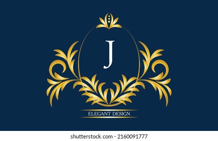 Exquisite monogram with the letter J in the center. Luxury logo template. Business sign, identity monogram for restaurant, boutique, heraldry, jewelry