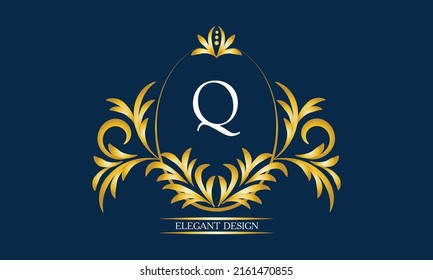 Exquisite monogram with the letter Q in the center. Luxury logo template. Business sign, identity monogram for restaurant, boutique, heraldry, jewelry