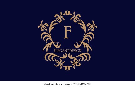 Exquisite monogram template with the initial letter F. Logo for cafe, bar, restaurant, invitation. Elegant company brand sign design.