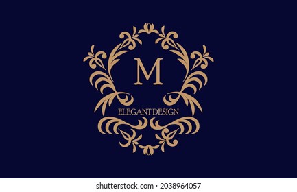 Exquisite monogram template with the initial letter M. Logo for cafe, bar, restaurant, invitation. Elegant company brand sign design.